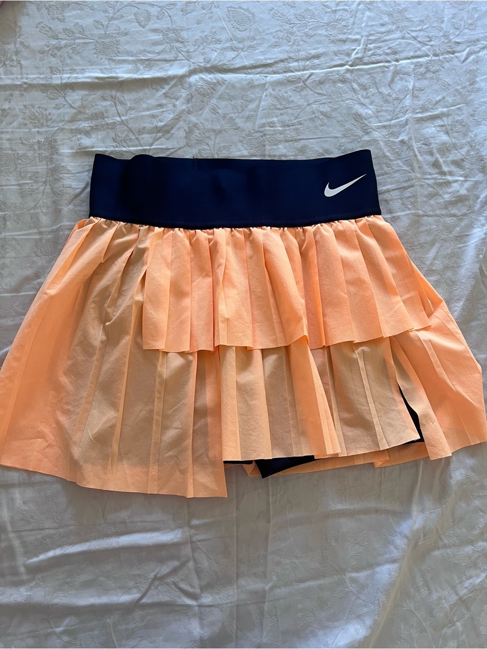 Nike Peach Pleated tennis Skirt with Navy Waistband